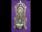 Beautiful Vintage Art Deco Metal Virgin Mary Holy Water Font Made In France