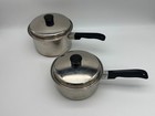 2 Vintage Lustre Craft 3 Ply 18-8 Stainless Steel Sauce Pans 2   3 Quart Qt Lids