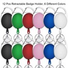 12x Retractable Id Badge Card Holder Carabiner Badge Reel With Clip And Key Ring