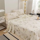  4 Piece Sheets Set Queen Size  Vintage Floral Print Patten Deep Pocket Sheets 
