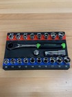 Pittsburgh Compatible Pass-thru Ratchet 21pc Chrome Socket Set Organizer 62305