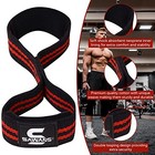 Lifting Straps Padded Grip Figure 8 Wrist Straps Weight Heavy Duty Black red