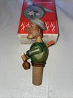 Vintage Hand-carved Mechanical Cork Bottle Stopper Man Drinking Wine