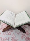 Vintage Teak Wood Book Stand Floral Carved Wood Folds Up 