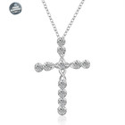 Womens 925 Sterling Solid Silver Charm Cross Pendant Necklace 18    Link Chain