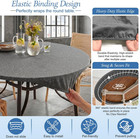 Round Faux Linen Tablecloth Elastic Fitted Fits 48 -56  Tables