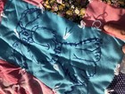 Vintage Hand Embroidered Baby Quilt Dog Turtle Seahorse Animals Blue Pink 48x66