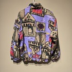 Fuda International Women s Vintage Size L Purple Art Print Silk Bomber Jacket