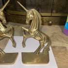 Brass Unicorn Bookends Set Vintage Style Metal Horse Book Ends Decorative Euc