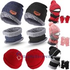 Men Women Winter Warm 3pcs Set Knit Beanie Hat Cap Scarf Touch Screen Ski Gloves