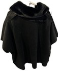 Vince Camuto Womens Black Cape Shawl One Size Gold Button Trim Elegant Wrap Nwt