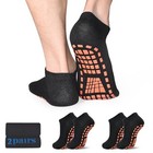 Men Non Slip Sticky Grips Socks 6-9 01 Black 2   2pairs 