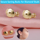2-pairs 18k Gold Plated Locking Earring-back Replacements Secure For Diamond Stu