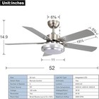 Finxin Indoor Ceiling Fan Light Fixture Remote Led 52 Brushed Nickel