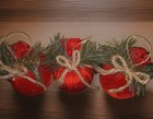 New Red Felt Toy Sack Ball Christmas Tree Ornaments Set Of 3 Fabric Bauble