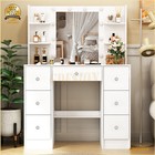 Makeup Vanity Table Dressing Desk With Led Lighted Mirror   7 Drawers 6 Shelves