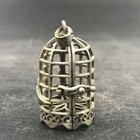 Exquisite Chinese Tibetan Silver Copper Pendant Hand-carved Bird Cage Can Open