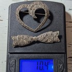 Vintage Sterling Silver Mcm Bow Tie   Heart Marcasite Brooch Pin Lot