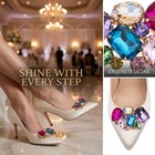2pcs Brilliant Multicolored Crystal Shoe Clips Removable Rinestone Shoe Buckl