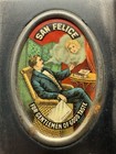 Antique San Felice Cigars Advertising Metal Match Safe Holder Je Mergott Newark
