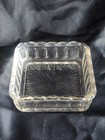 Vintage 4  Square Clear Glass Dish With Scalloped Lip