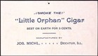 Joe Michl s Fifty Little Orphans Cigars Cardstock Fan Pull Hanging Sign 4 X 7 