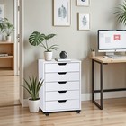 5-drawer Mobile File Cabinet Dresser Storage Chest For Bedroom With Wheels White