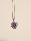 2 Pc Set Sterling Silver Marcasite Amethyst  Vintage Ring Necklace Mother s Day 