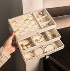 Velvet Stud Earrings Storage Box 3 Layer Jewelry Organizer Drawer Design New