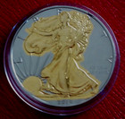 2014 Us Mint-american Silver Eagle-gold Gilded-1 Troy Oz  999 Silver Coin