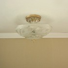 Vintage 1940s Glass Shade Chandelier Semi Flush Ceiling Light Fixture