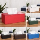 Faux Leather Tissue Box Cover Holder Rectangle Tissues Case Roll Paper Dispenser