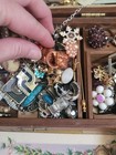 Junk Drawer Estate Lot Vintage Jewelry Keys Watches Postcards Stamps Ephemera  