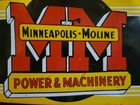 Vintage Minneapolis Moline Porcelain Sign Modern Machinery Tractors John Deere 