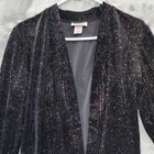 Vintage 90s Graff Jacket Womens S Black Rainbow Glitter Velvet Open Front Formal