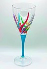 Venetian Carnevale Hand Painted Italian Crystal Wine Glasses Set Of 4 Stemware