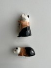 Guinea Pigs Ceramic Set Mini Figurines  black brown 