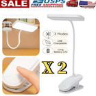 Usb Flexible Reading Led Light Clip-on Beside Bed Desk Table Lamp Book Lights X2