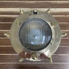 Vintage Maritime Brass Post Light -textured Glass Fixture