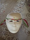 Vintage Ceramic Hand Painted Mardi Gras Hanging Wall Mask 5   x 3 5   
