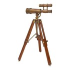 Double Barrel  Telescope  Wooden Stand  Brass Handmade  10x Lens  Collector Gift
