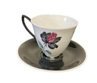 Royal Albert Masquerade Teacup   Saucer Red Black Rose Bone China 1950s