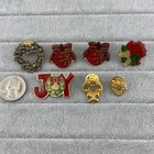 Lot Of 7 Vintage Assorted Christmas Ornament Wreath Bow Joy Pin Pinback 360706