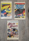 3 Vintage Comic Cardboard Posters Superman 13 Action Comics 17 Wonder Woman