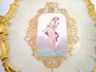 Vintage Limoges France B h Hand Painted Gold Gilt Portrait Cabinet Plate Signed
