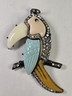 Vintage Toucan Bird Pendant Enamel Rhinestones Unsigned 3 