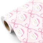  Pink Christmas Wrapping Paper Roll - Mini 17 Inch X 16 5 Feet Pink Santa   Bow