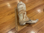 Marbled Or Stone Heavy Rustic Western Cowboy Boot Vase Planter Sculpture