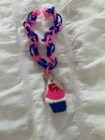 Unisex Kids Pink Blue Rubber Braided Charm Bracelet  Cupcake Dangle Hook