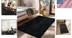 Fluffy Rug Shaggy Area Rug  Black 2x4 Area Rugs For Bedroom  Small Bedside Rug